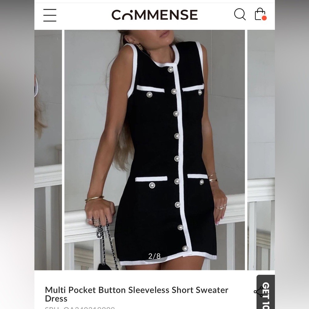 Multi Pocket Button Sleeveless Short Sweater Dress - Commense